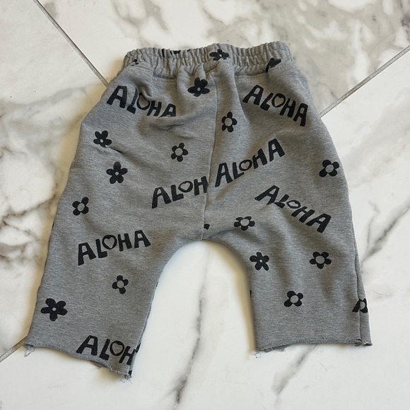Little Chiefs of Hawaii Aloha Print Kids Jogger shorts in Gray - Picture 3 of 6